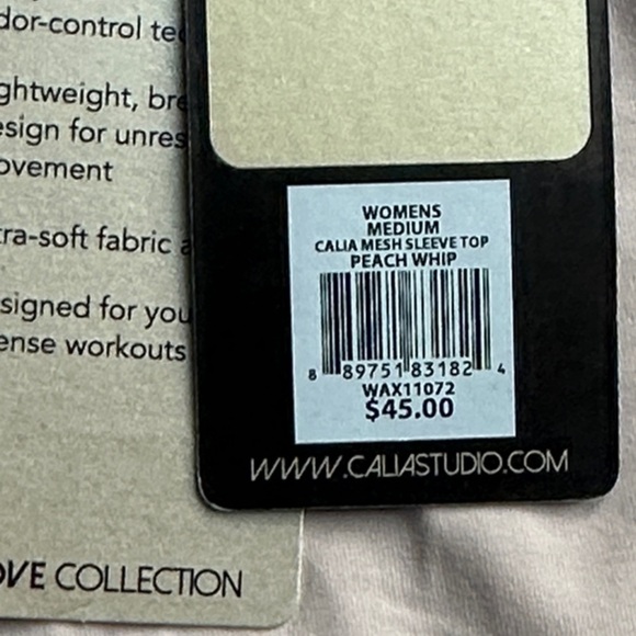 NWT Calia top Light Peach Long Sleeve Women's workout tee size Medium - Picture 3 of 5